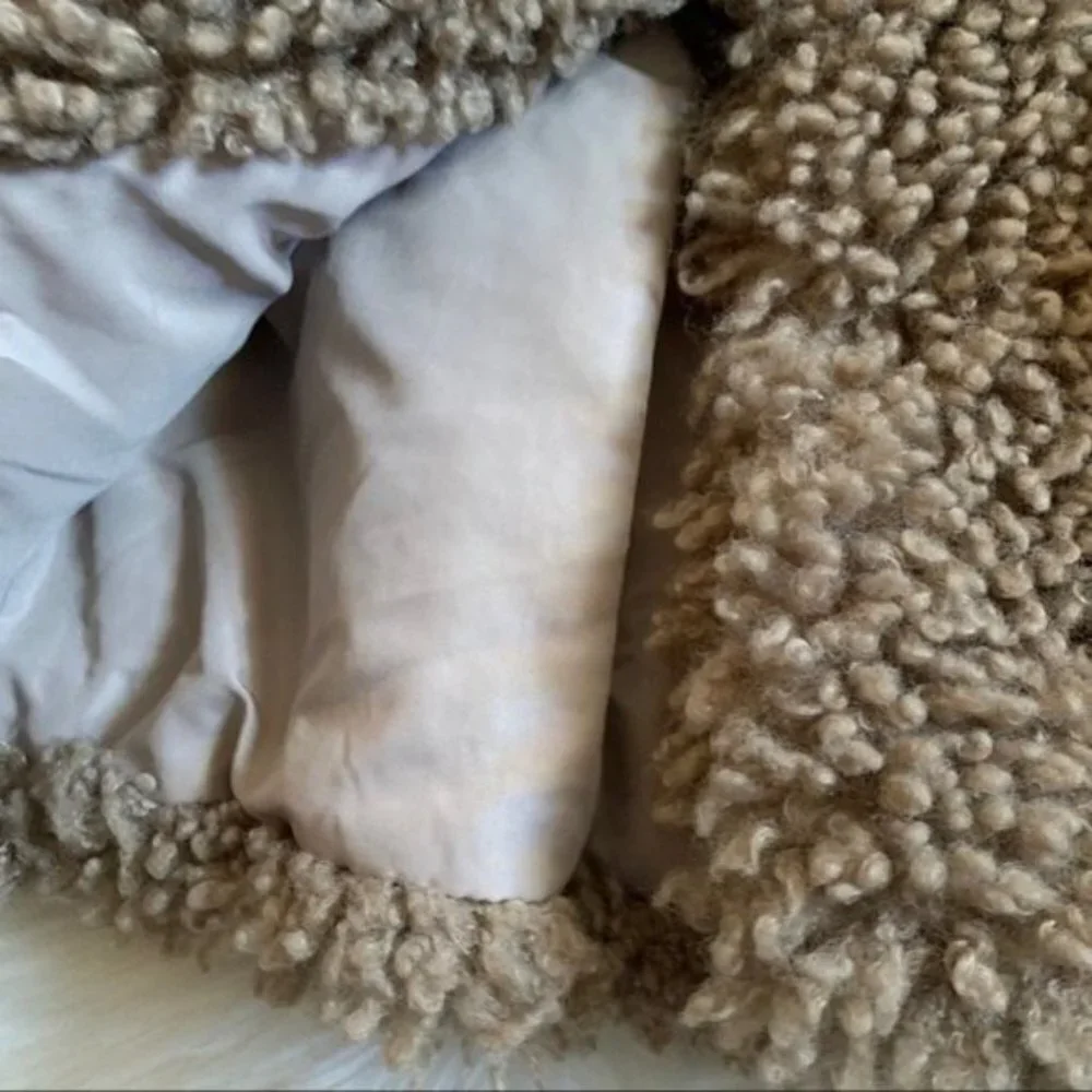 Zara Brown Teddy Bear Lined Cozy Coat Jacket Small collared